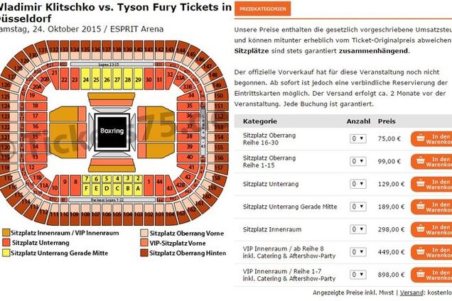 На бой Кличко - Фьюри можно попасть за 75 евро