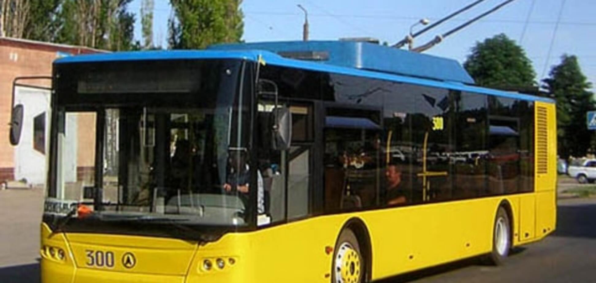 В Киеве автомобиль врезался в троллейбус и загорелся