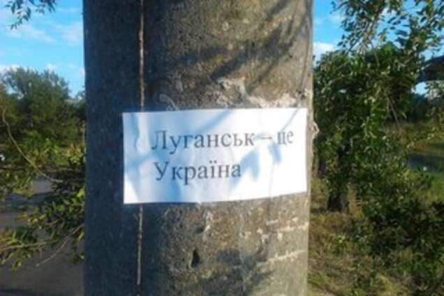 Ко Дню Независимости 'партизаны' в Луганске расклеили патриотические листовки: фотофакт