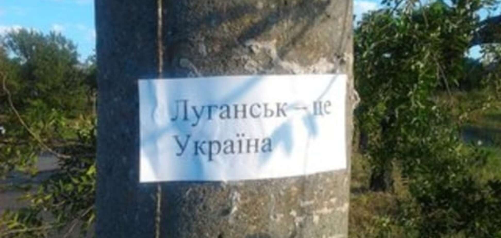 До Дня Незалежності 'партизани' в Луганську розклеїли патріотичні листівки: фотофакт