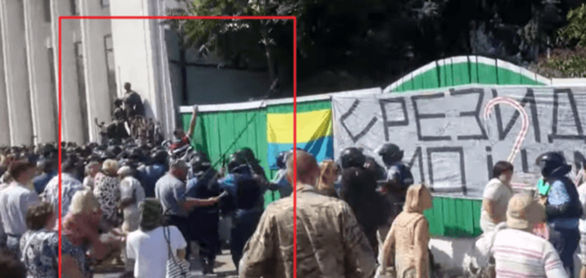 Подруга 'невиноватого' Тягнибока Фарион избивала палкой силовиков возле Рады: видеофакт