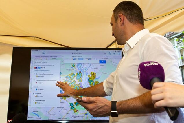 Кличко представил интерактивную карту ремонтных работ в Киеве