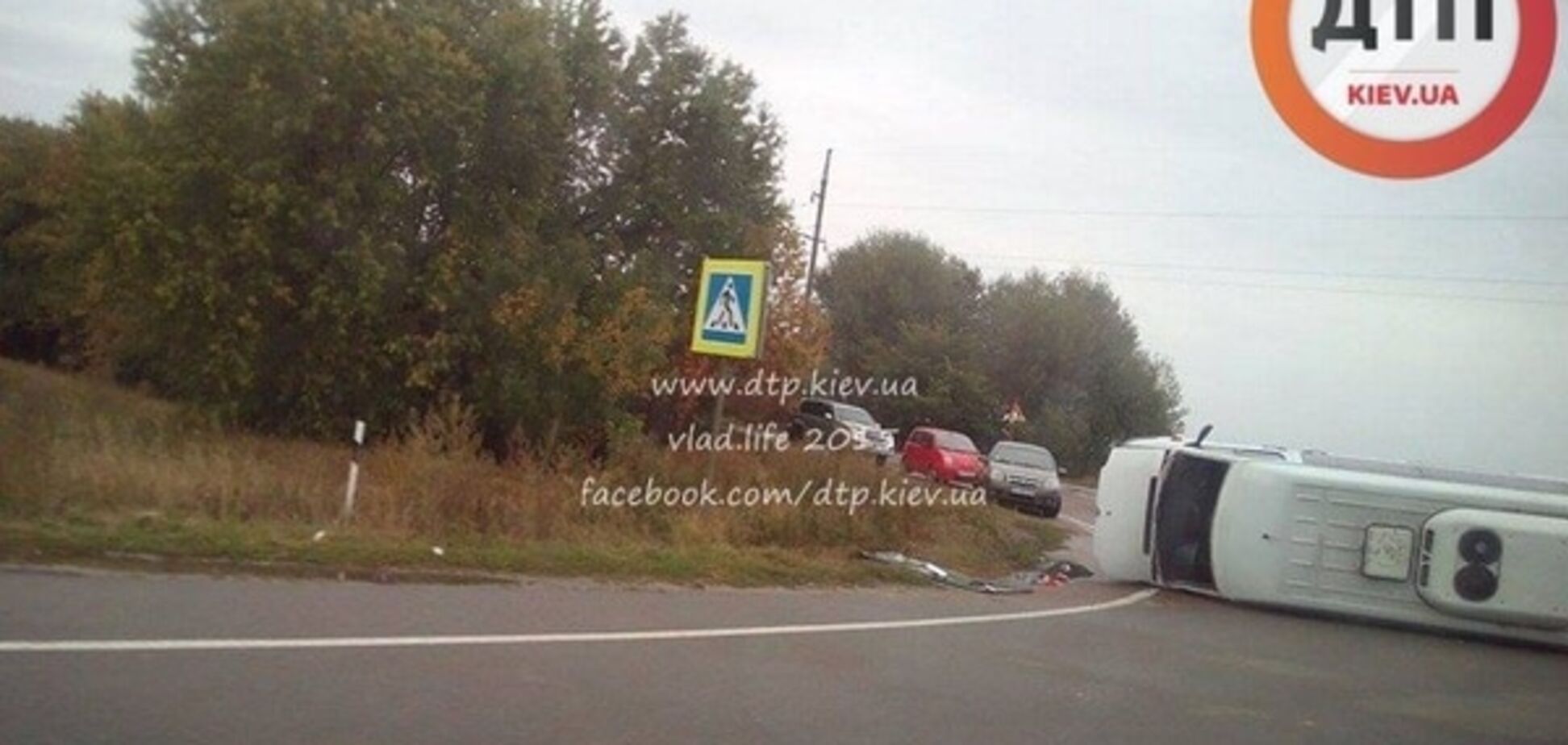На Киевщине перевернулась маршрутка: фото с места ДТП