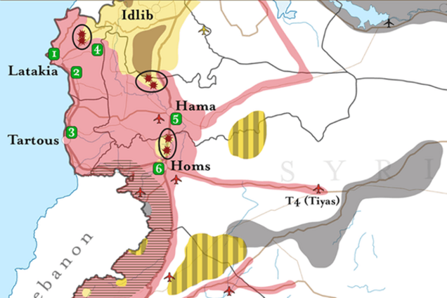 ЗМІ виклали карту авіаударів Росії в Сирії