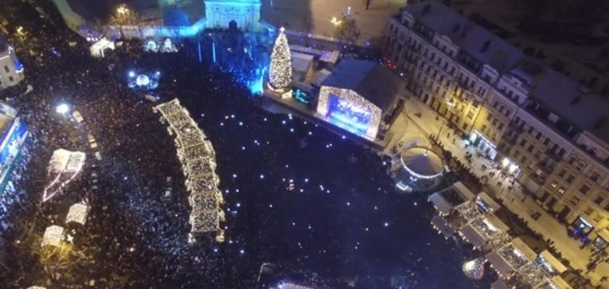 Празднование Нового года в центре Киева: опубликовано видео с беспилотника