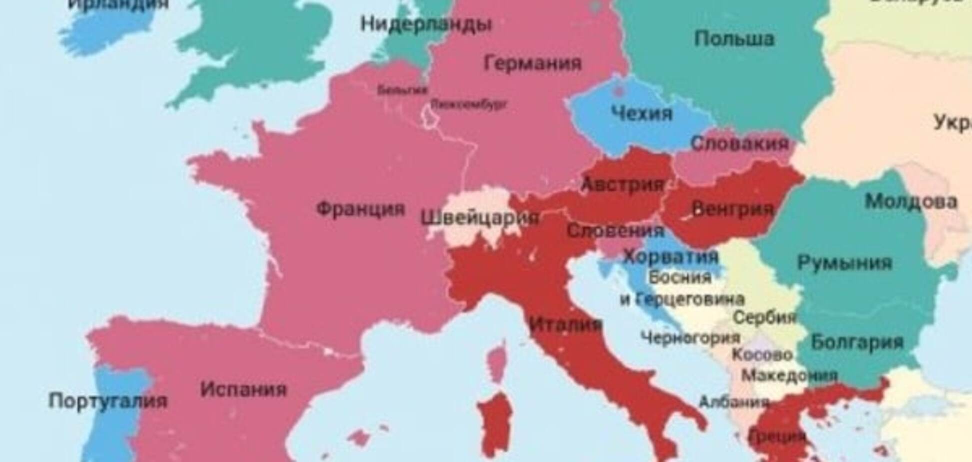 Друзья и враги Путина: составлена карта лояльности стран ЕС к России
