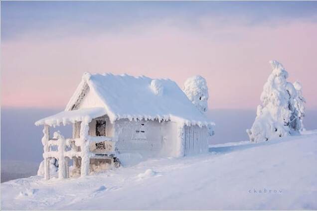 Сказочные одинокие дома, окутанные зимним таинством
