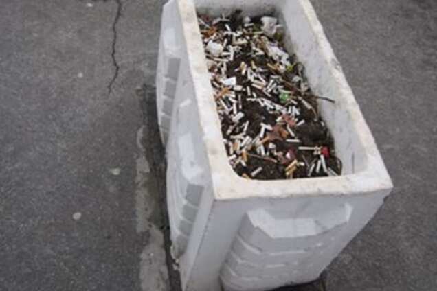 Свиньи из ресторана: клумбы в центре Киева забросали окурками