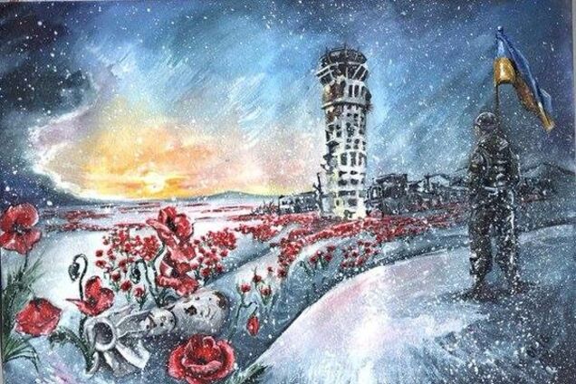 Все буде Україна! Художница из оккупированного Донецка написала картину о подвиге 'киборгов'. Фотофакт