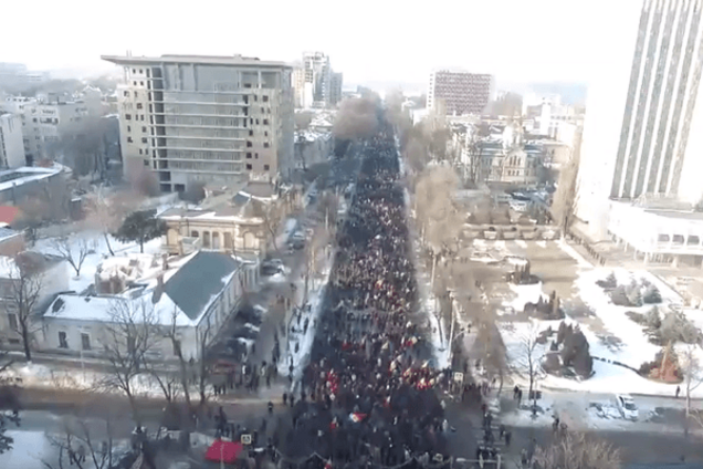 В сети появилось видео 'Майдана' в Молдове, снятое с высоты