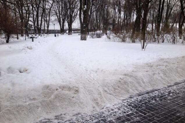 В киевском парке 'оригинально' убрали снег: опубликованы фото