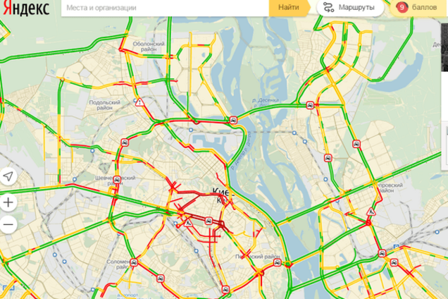 Киев парализовали 10-балльные пробки