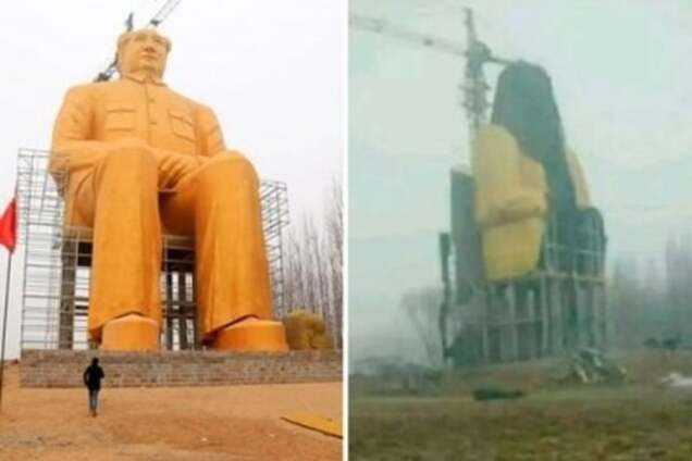 В Китае 36-метровый памятник Мао Цзэдуну простоял всего три дня: фотофакт