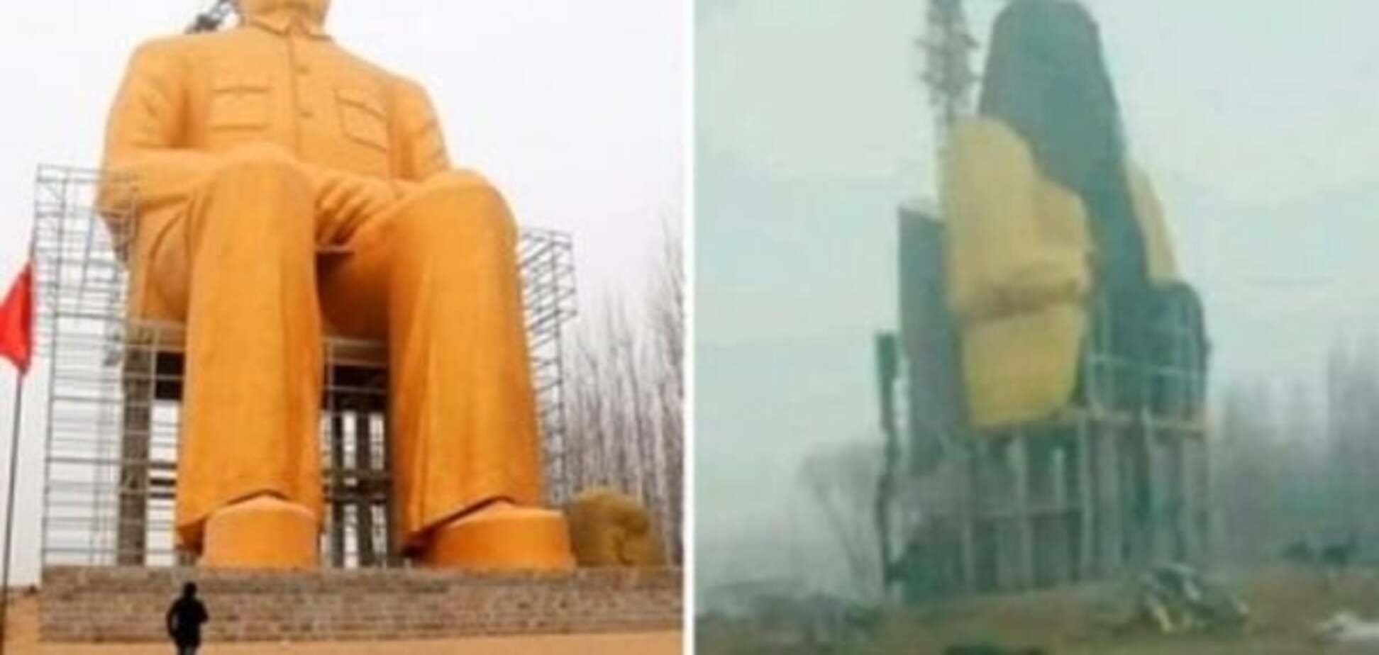 В Китае 36-метровый памятник Мао Цзэдуну простоял всего три дня: фотофакт