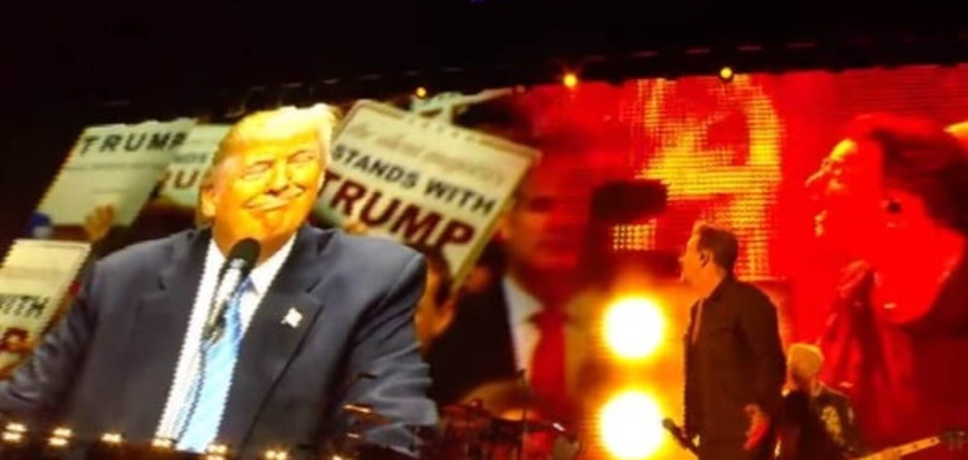 'Ты уволен, кандидат!' U2 ярко потроллили Трампа во время концерта