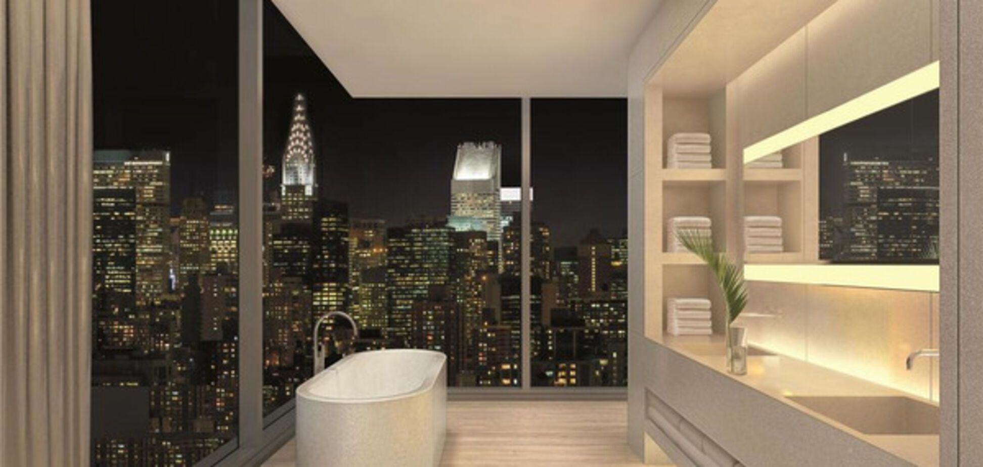 ванная комната с панорамным видом