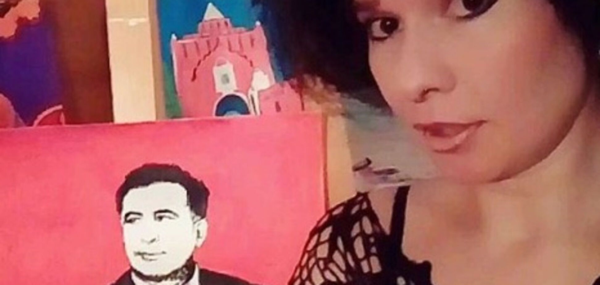 Российская художница грудью нарисовала Саакашвили