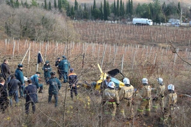 Место крушения вертолета