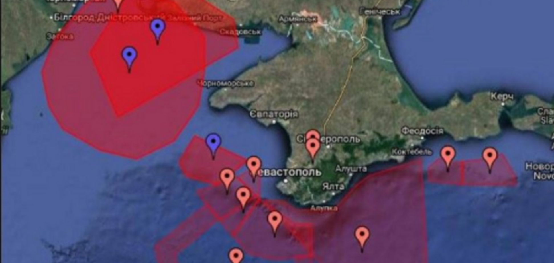 Карта стрельб в Крыму