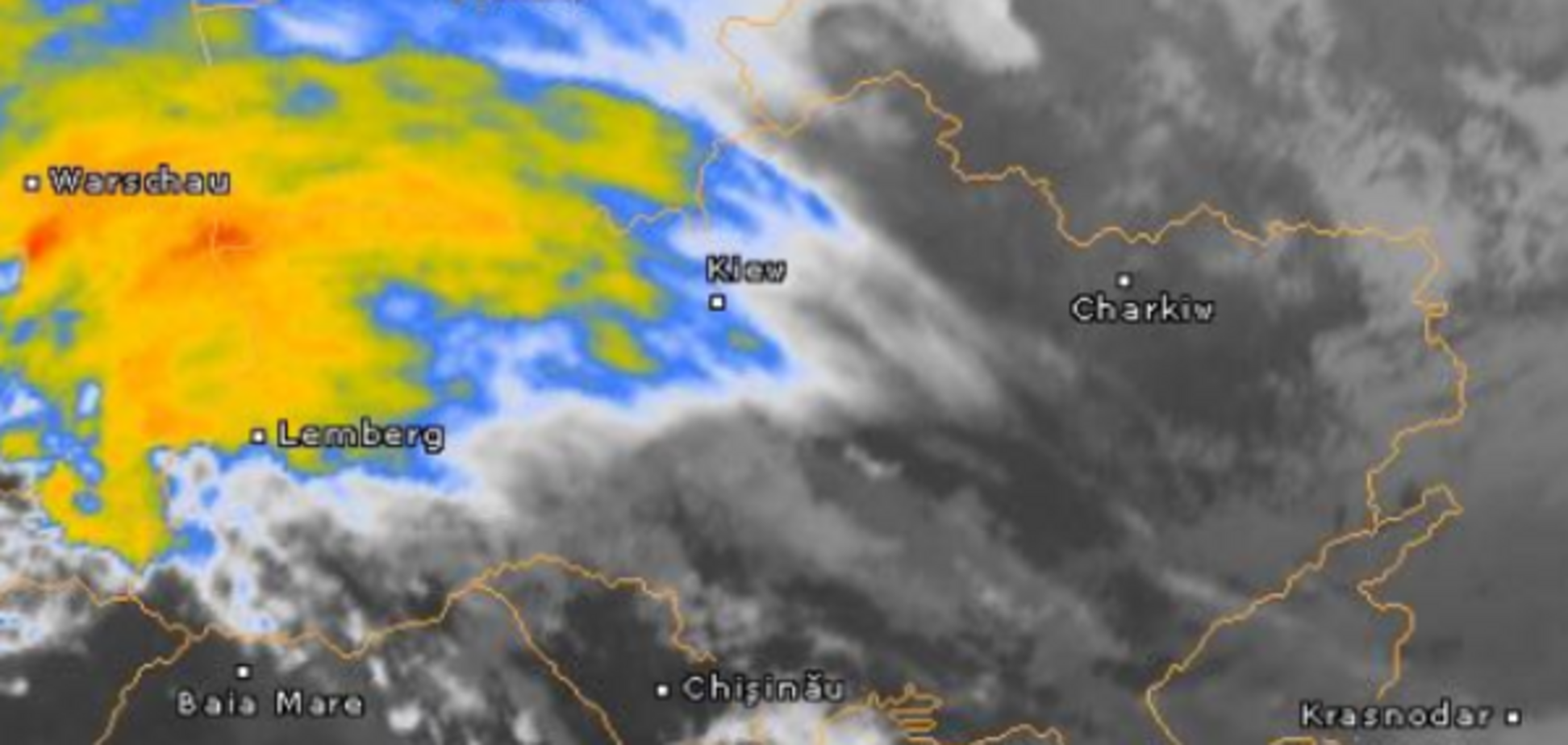 На Украину несется мощный циклон