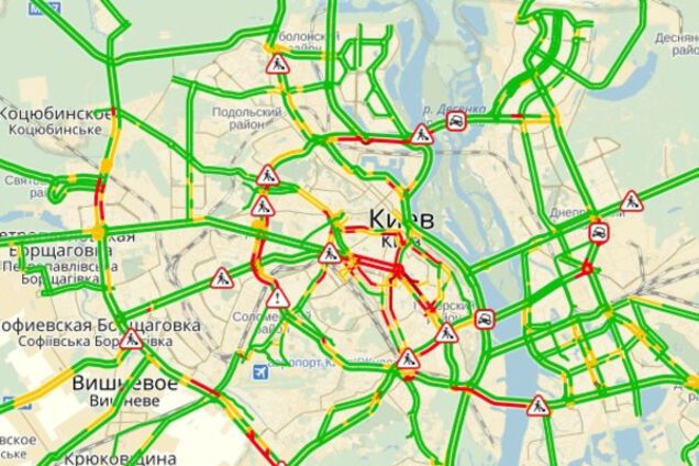 Київ паралізували 7-бальні затори