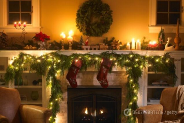 Рождество камин