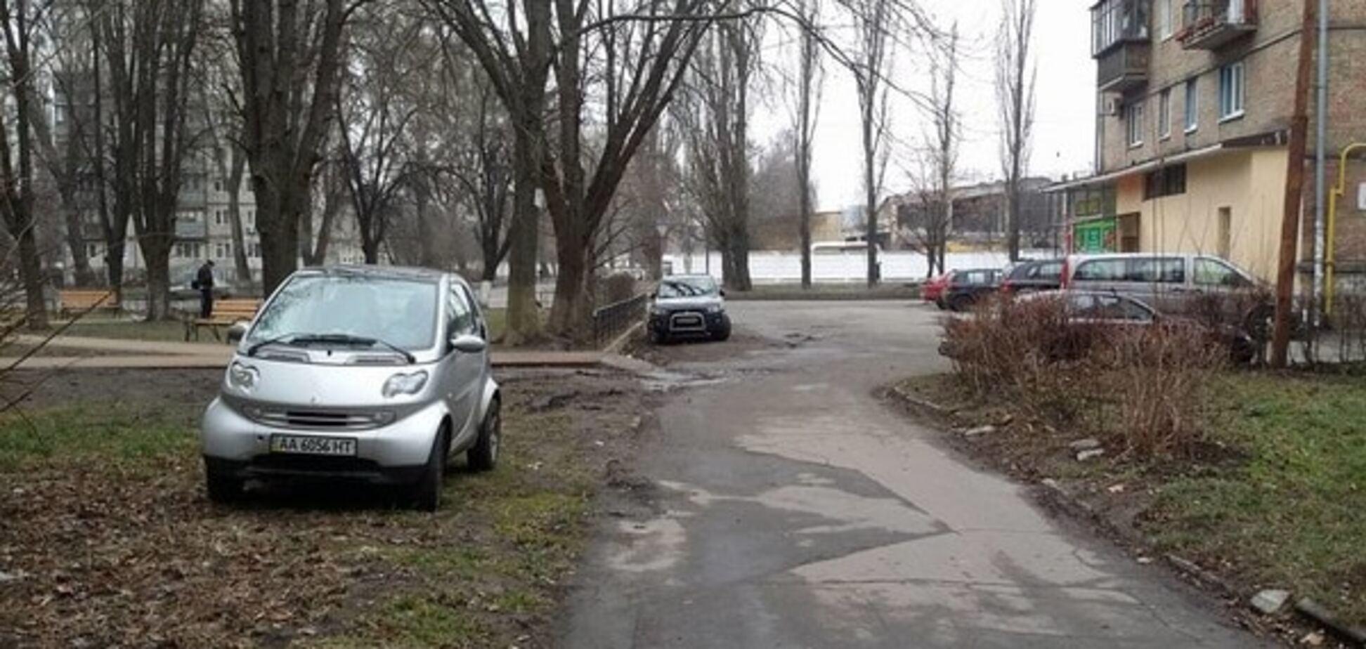 В Киеве на газоне засекли героиню парковки: фотофакт