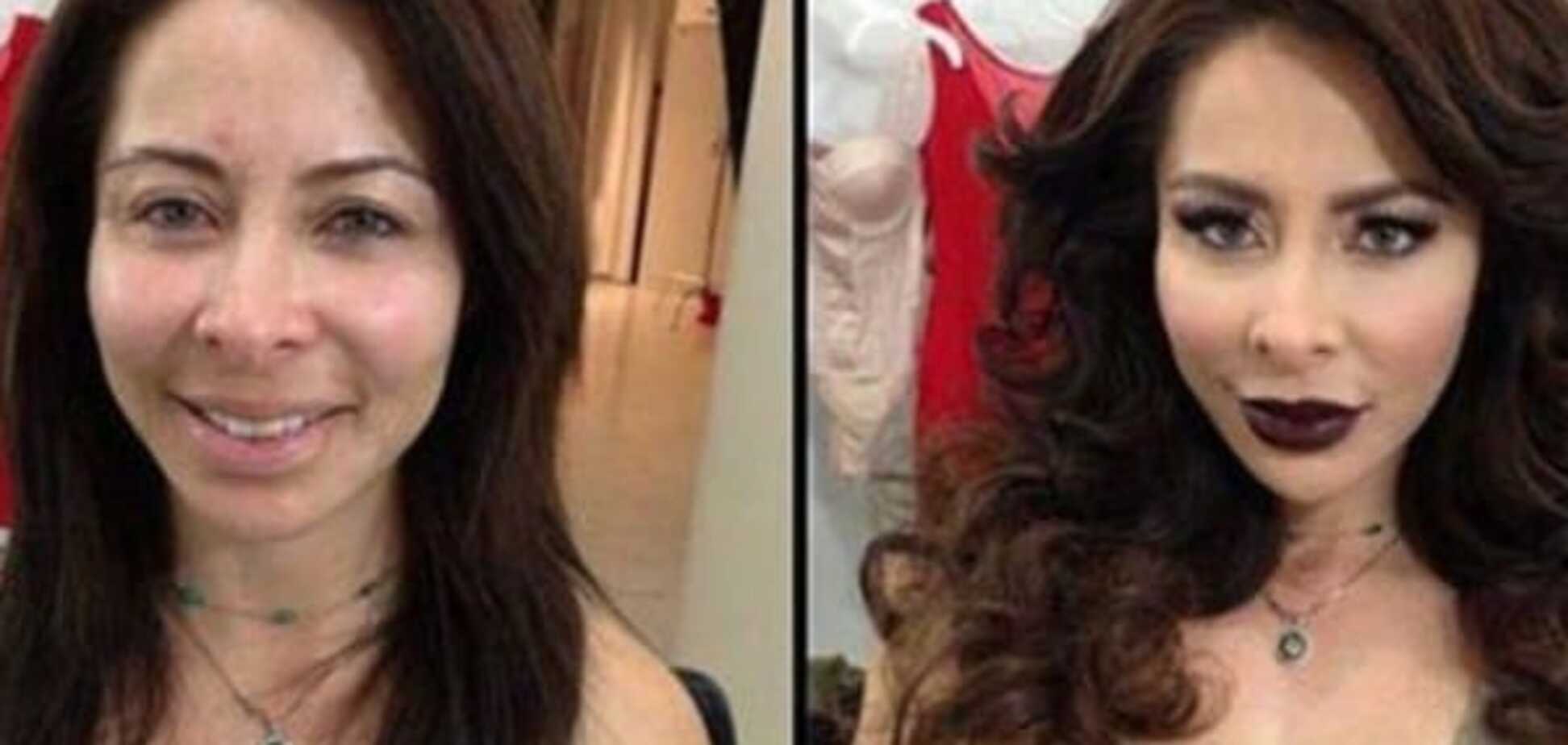 Шальные 'красавицы': 30 фото порнозвезд до и после макияжа