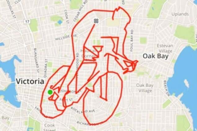 Канадский художник создает велосипедом веселые рисунки