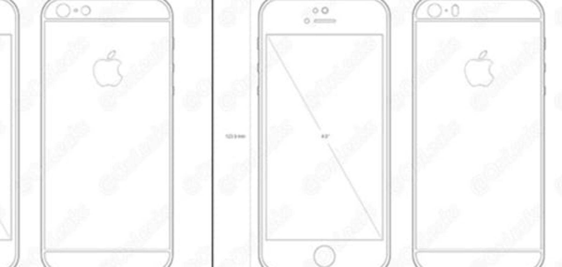 Схематическое изображение 4-х дюймового телефона напоминает шестой айфон