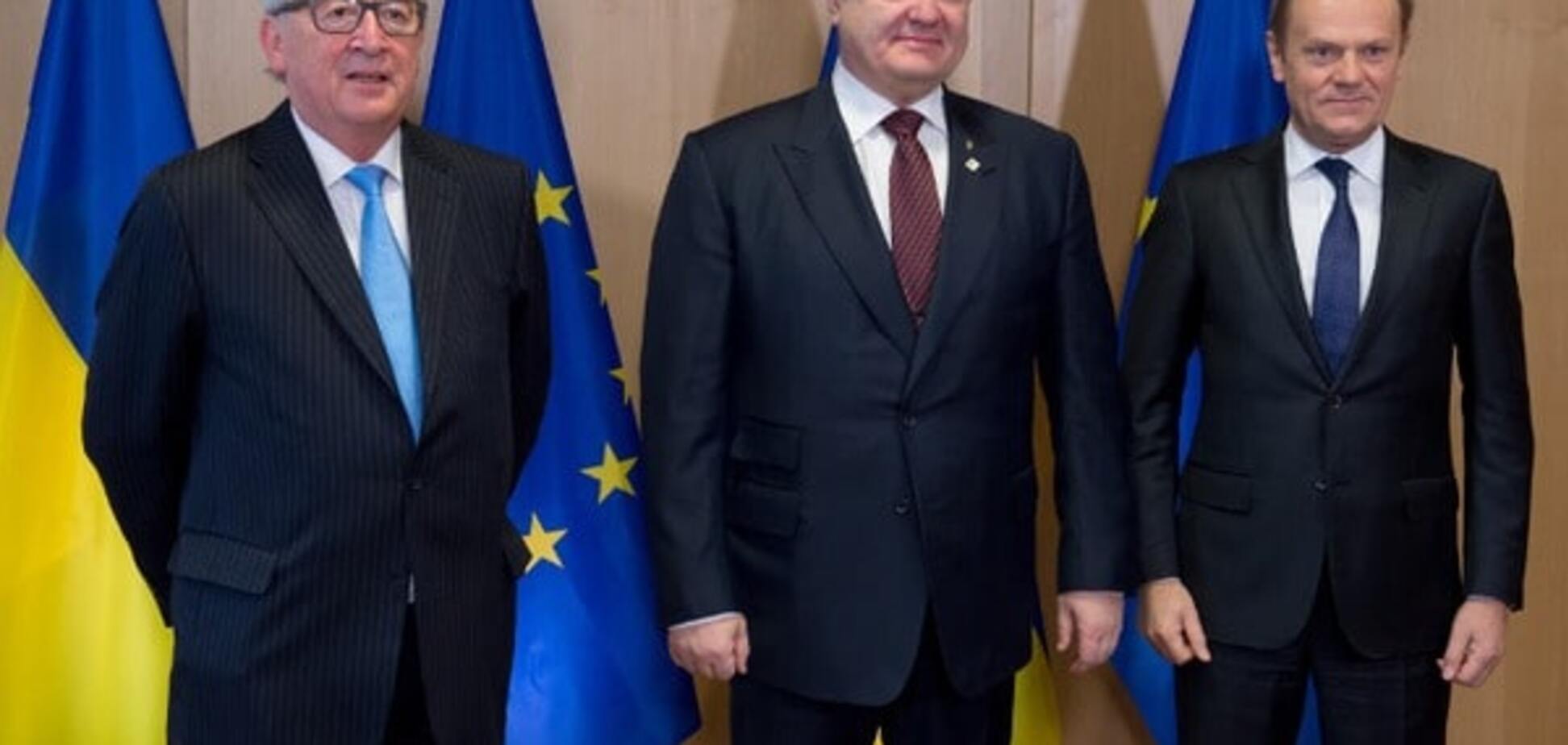 Петр Порошенко и главы Европейского Совета Дональд Туск и Жан-Клод Юнкер