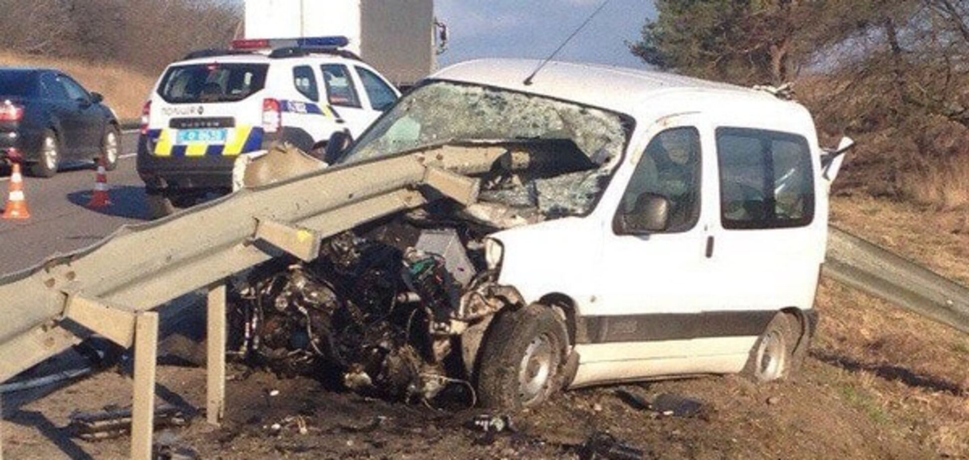 Жуткое ДТП на Киевской трассе: отбойник насквозь пробил машину. Фотофакт