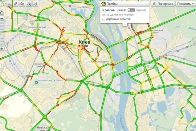 Дороги Києва вранці паралізували 5-бальні затори