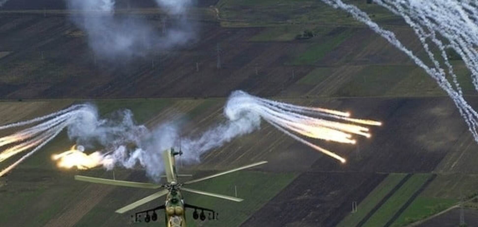 Так происходит отстрел тепловых ловушек Ми-24