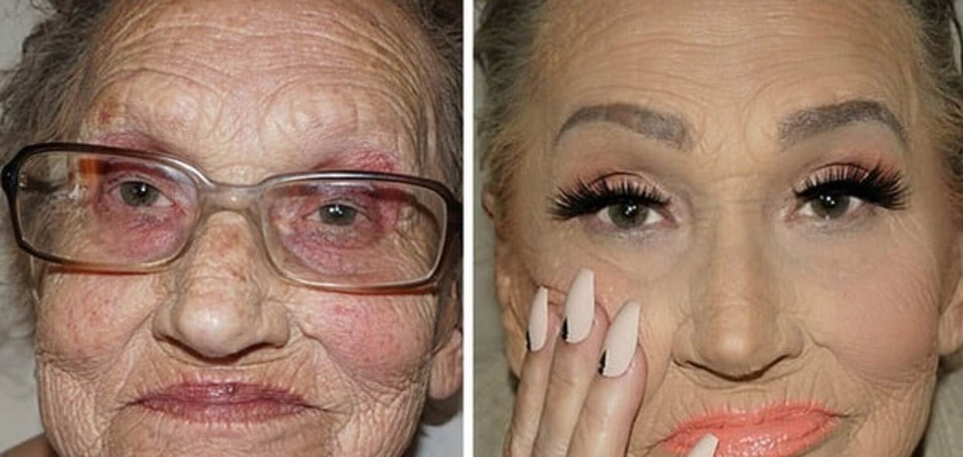 80-річну бабусю перетворили у фотомодель за допомогою макіяжу