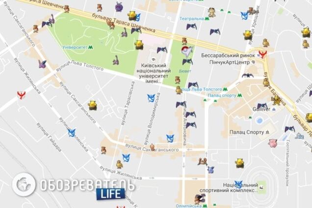 Карта покемонов в Киеве