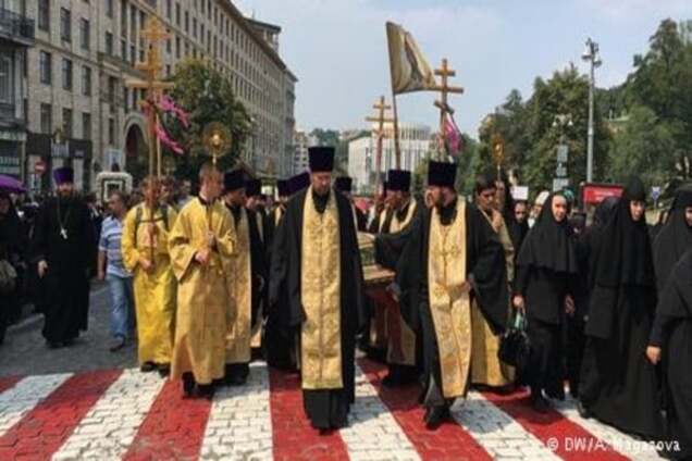 Завершення хресної ходи: ікони Божої Матері та портрет Миколи ІІ