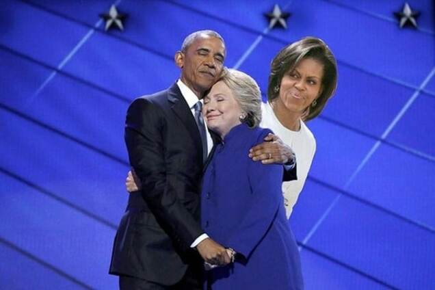 Объятия Барака Обамы и Хилари Клинтон