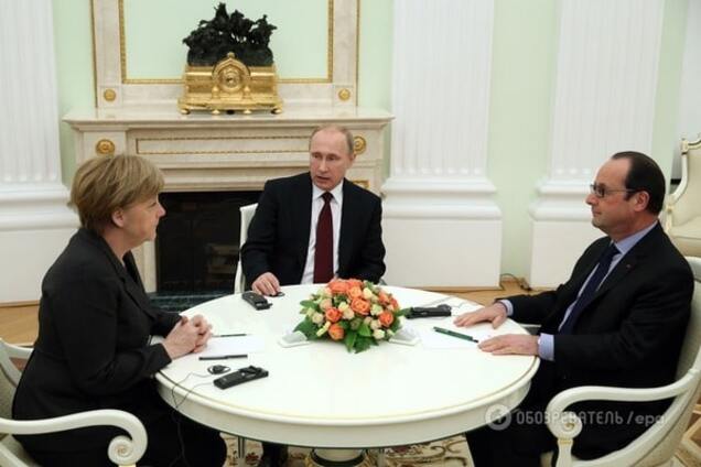 Ангела Меркель, Владимир Путин, Франсуа Олланд