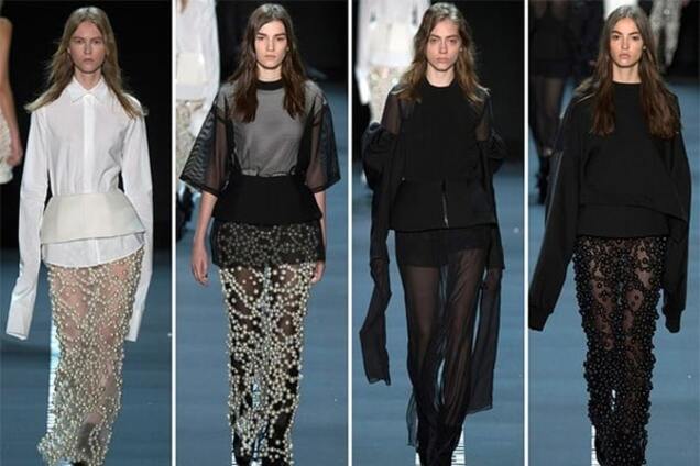 Черно-белая гамма и естественный макияж: показ новой коллекции Vera Wang