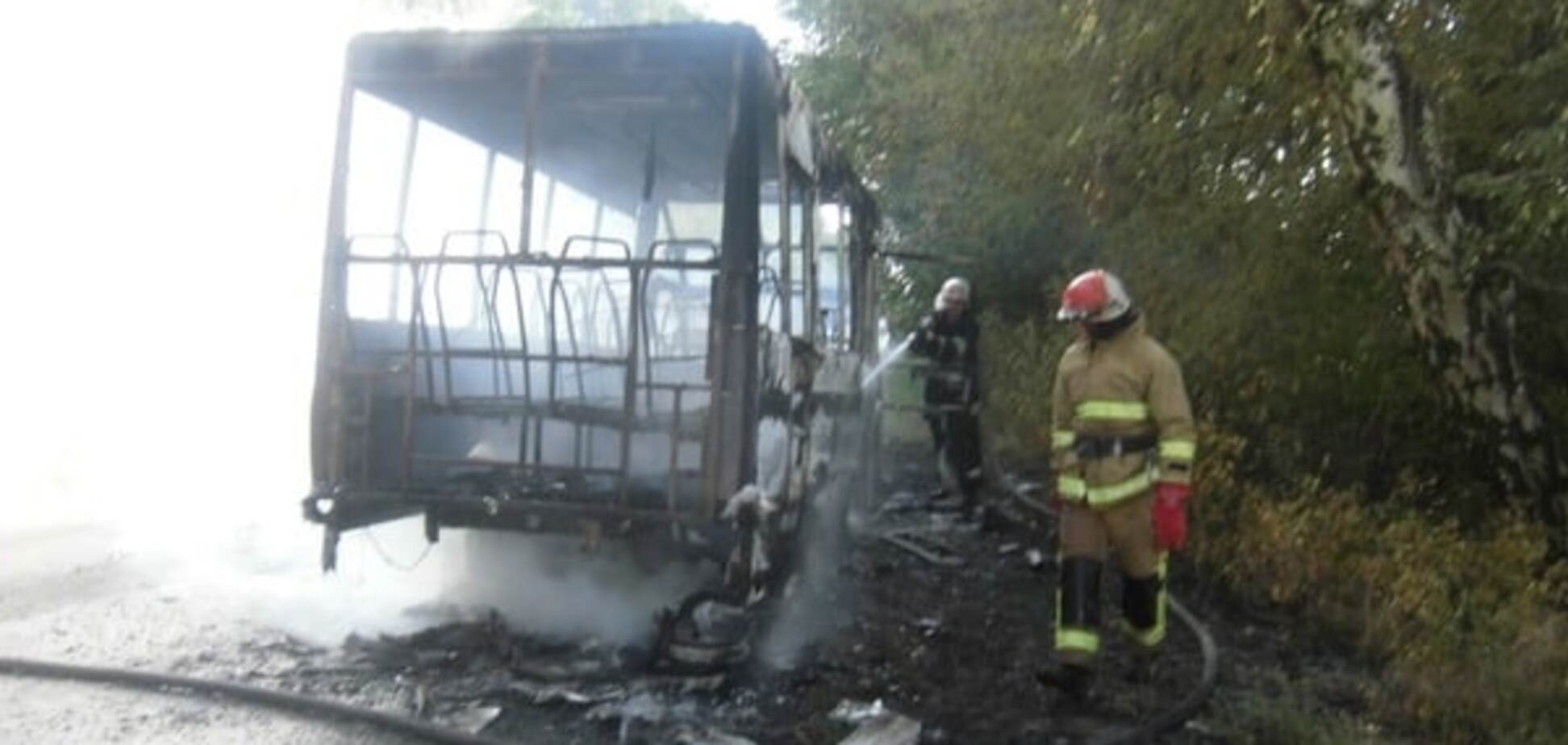 На Киевщине полностью сгорела маршрутка: опубликованы фото