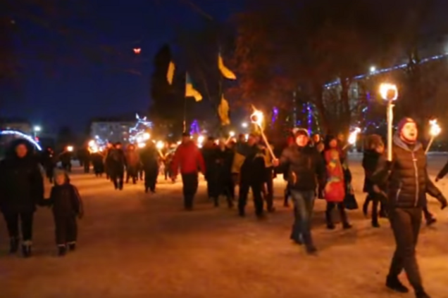 Факельное шествие в Славянске, 22 января 2017