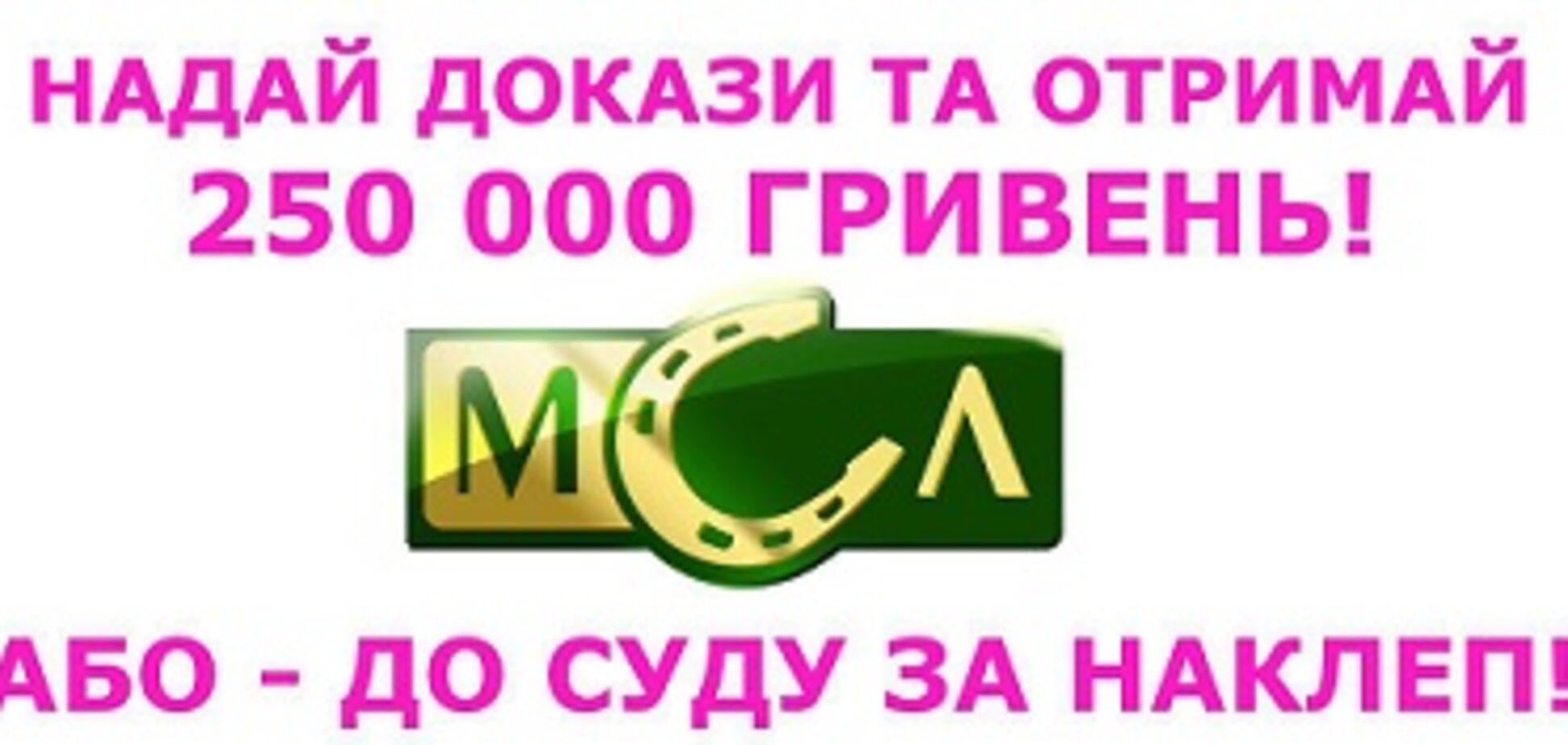Президент 'М.С.Л.' объявил награду в 250 000 гривен тому, кто предоставит доказательства обвинений