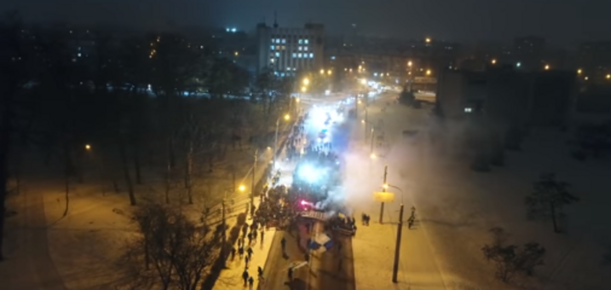Снежная ловушка для 'Динамо': появилось эффектное видео с дрона на матче Кубка Украины