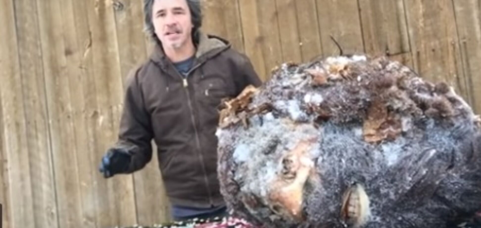 Американець здивував мережу відео з відрізаною головою снігової людини