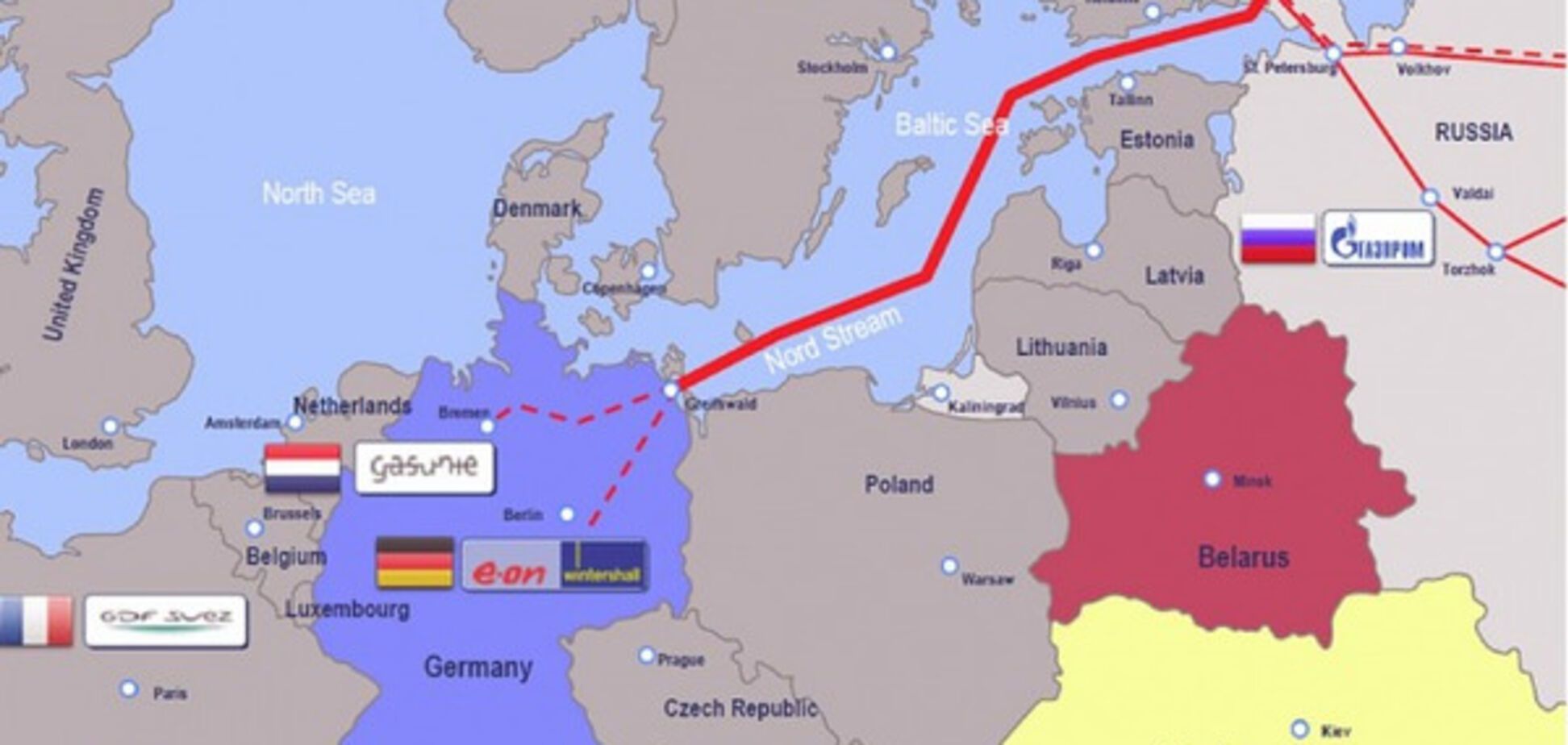 северный поток 2 карта