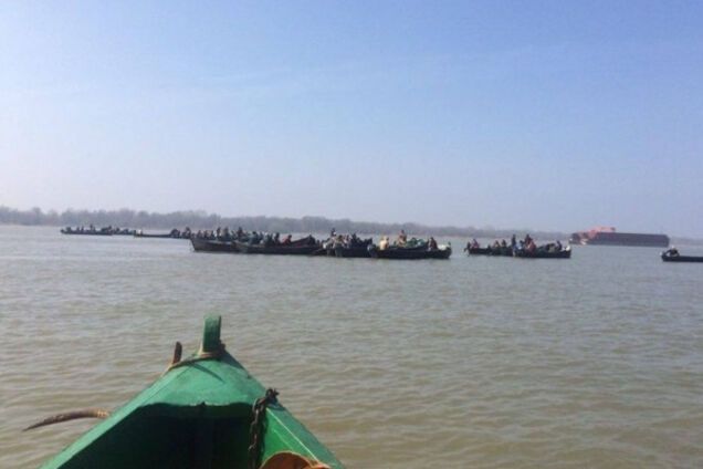 Протест вилковских рыбаков на Дунае