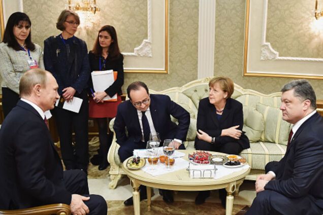 Путин, Олланд, Меркель, Порошенко