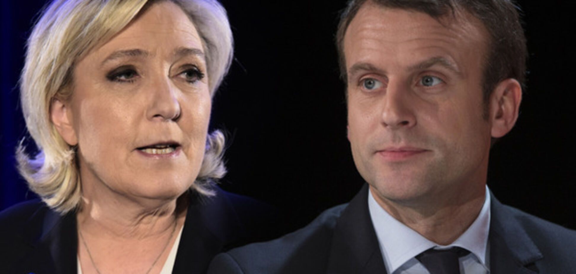 Марин Ле Пен и Эммануэль Макрон