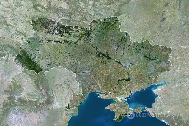Контуры Украины со спутника